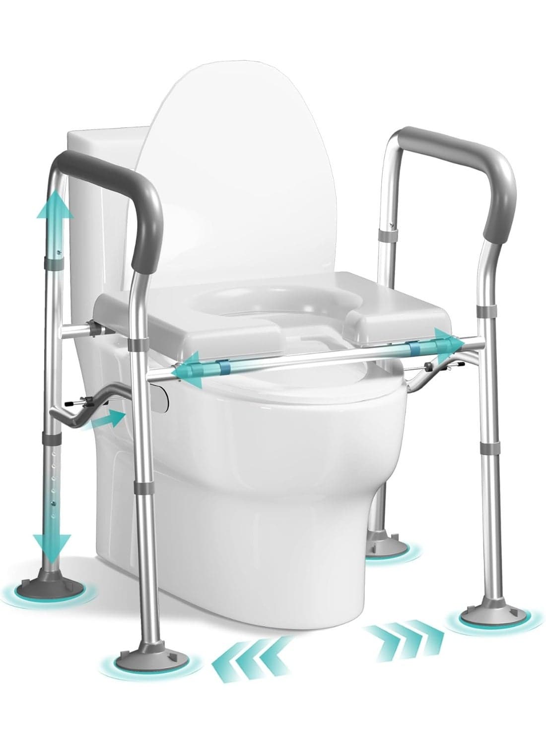 Raised Toilet Seat Riser with Handles for Seniors,Adjustable Elevated Height & Width,500lb Handicap Toilet Seat with Locking Clamps for Elderly,Pregnant,Fit Any Toilet