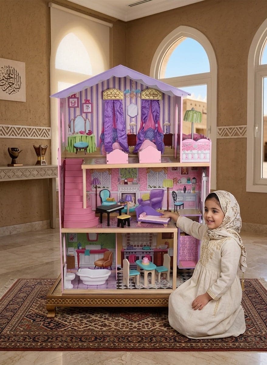 Wooden Houses Pretend Toy Dollhouse Kids Doll Room Furniture