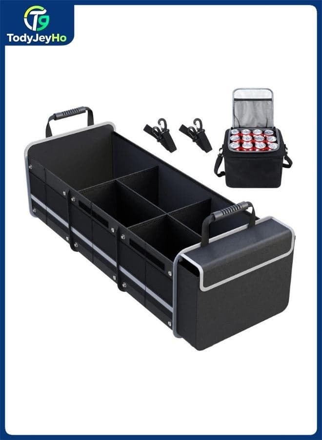 Waterproof Sealed Luggage Rack Organizer with Sealed Separate Cooling Box, Folding Lid and Adjustable Seat Belts (Black)
