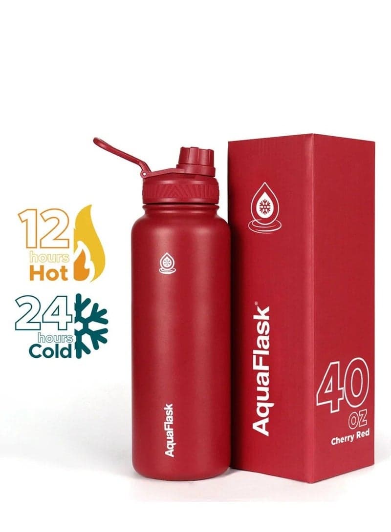 Water Bottle 40 oz/ 1.18 Liter with Spout Lid Vacuum Insulated Stainless Steel (Red 40 oz/ 1.18 Liter)