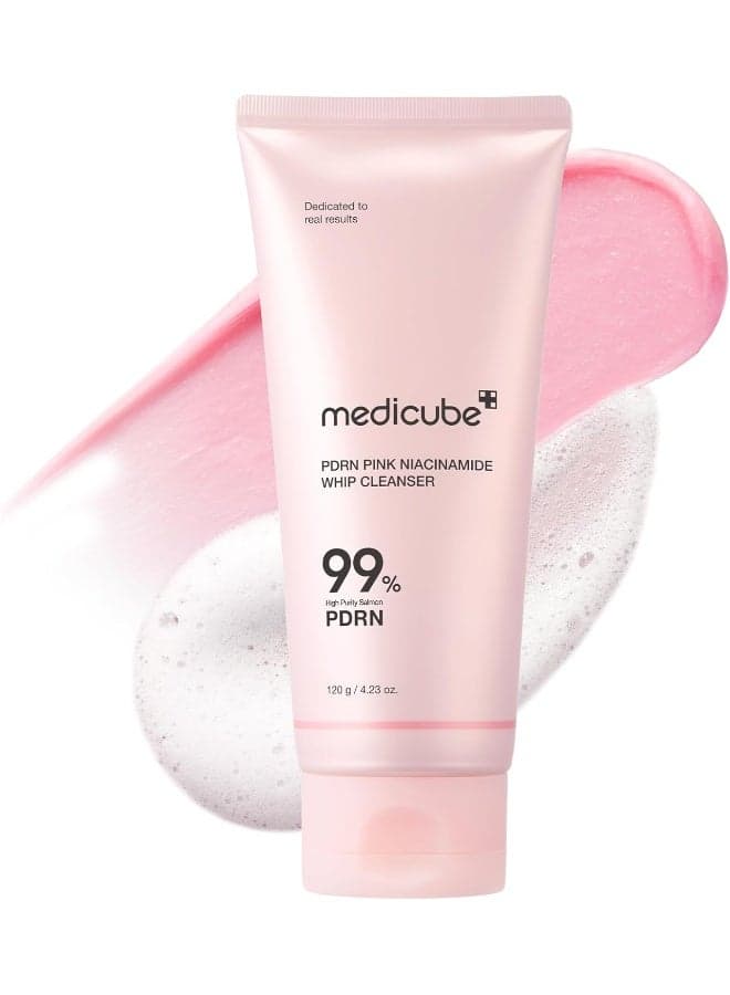 PDRN Pink Niacinamide Cleanser 120g, Gentle Hydrating Face Wash for Sensitive Skin, Barrier Repair & Brightening Cleanser with PDRN Technology and Niacinamide, Non Stripping Daily Facial Cleanser