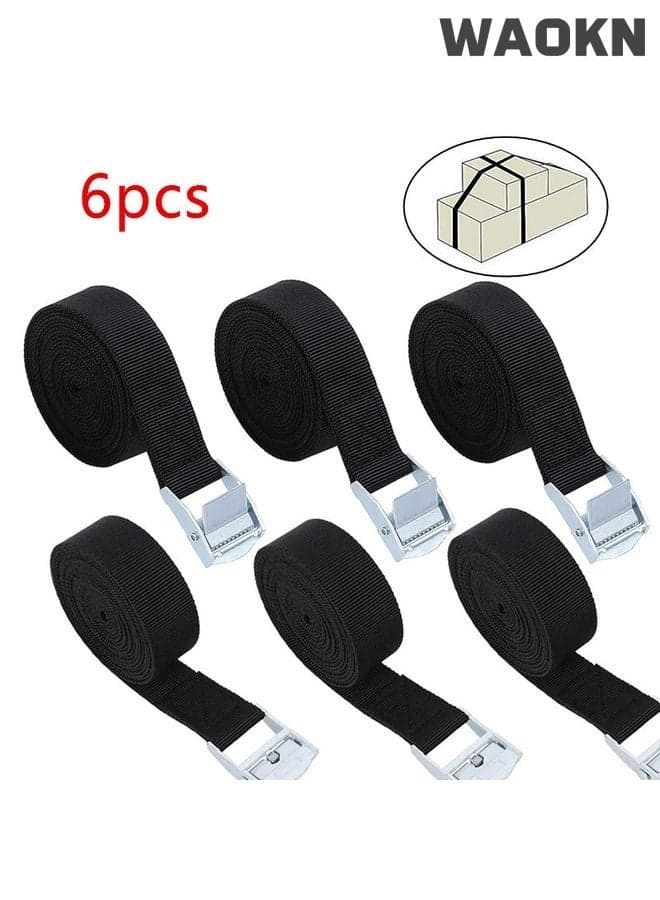 6 Pcs Lashing Straps Tie Down Straps Tension Belt Adjustable Cargo Straps Heavy Duty Tensioning Belts, Car Luggage Cargo Trailer sewn with zinc alloy buckle, adjustable tension strap, heavy-duty tension strap for cargo, can be used for car luggage and cargo trailers, durable and wear-resistant, (black).