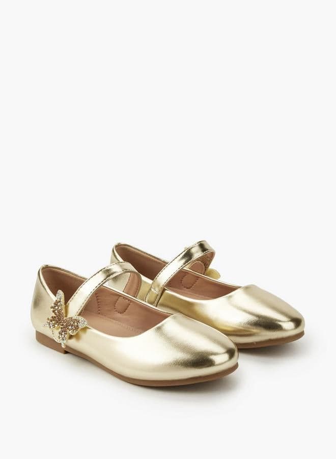 Girls Butterfly Accent Ballerina Shoes