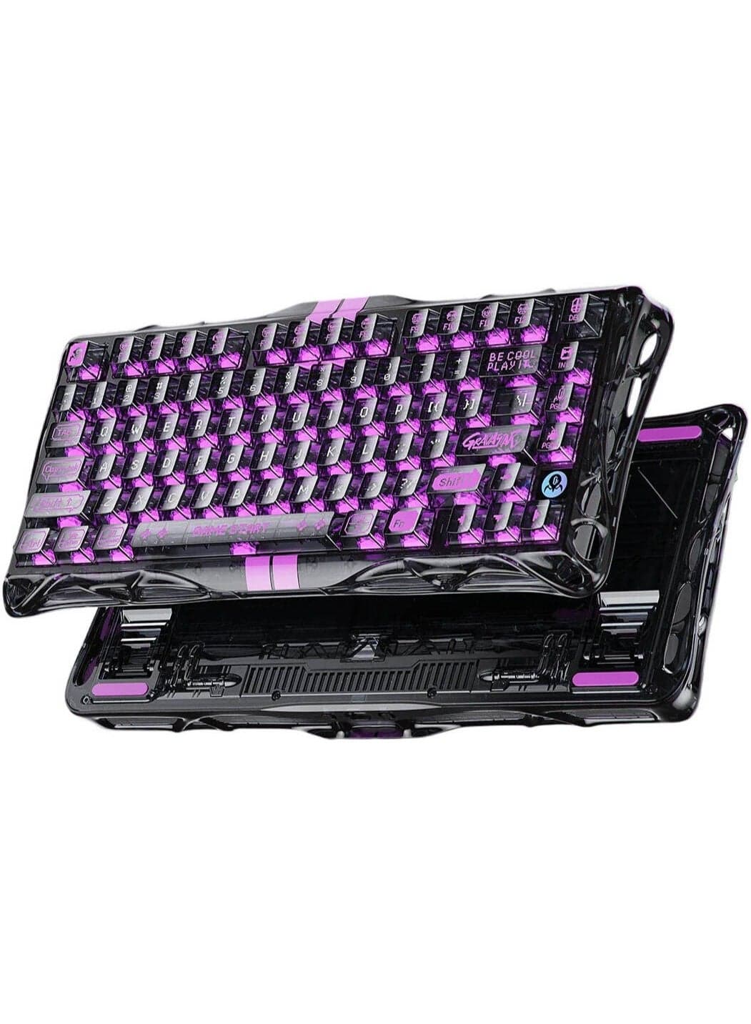 Mercury V75 Lite Gaming Keyboard, 75% Layout, Custom GravaStar Blackcore Switch, Full-Transparent Premium Plastic, Dynamic Rapid Trigger, Transparent Black | V75 Lite