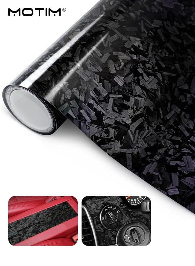 Matte Black Forged Carbon Fiber Vinyl Wrap 30 X 150CM, Diy Self-Adhesive Waterproof Wrapping Protective Film for Cars, SUVs, Trucks & Motorcycles
