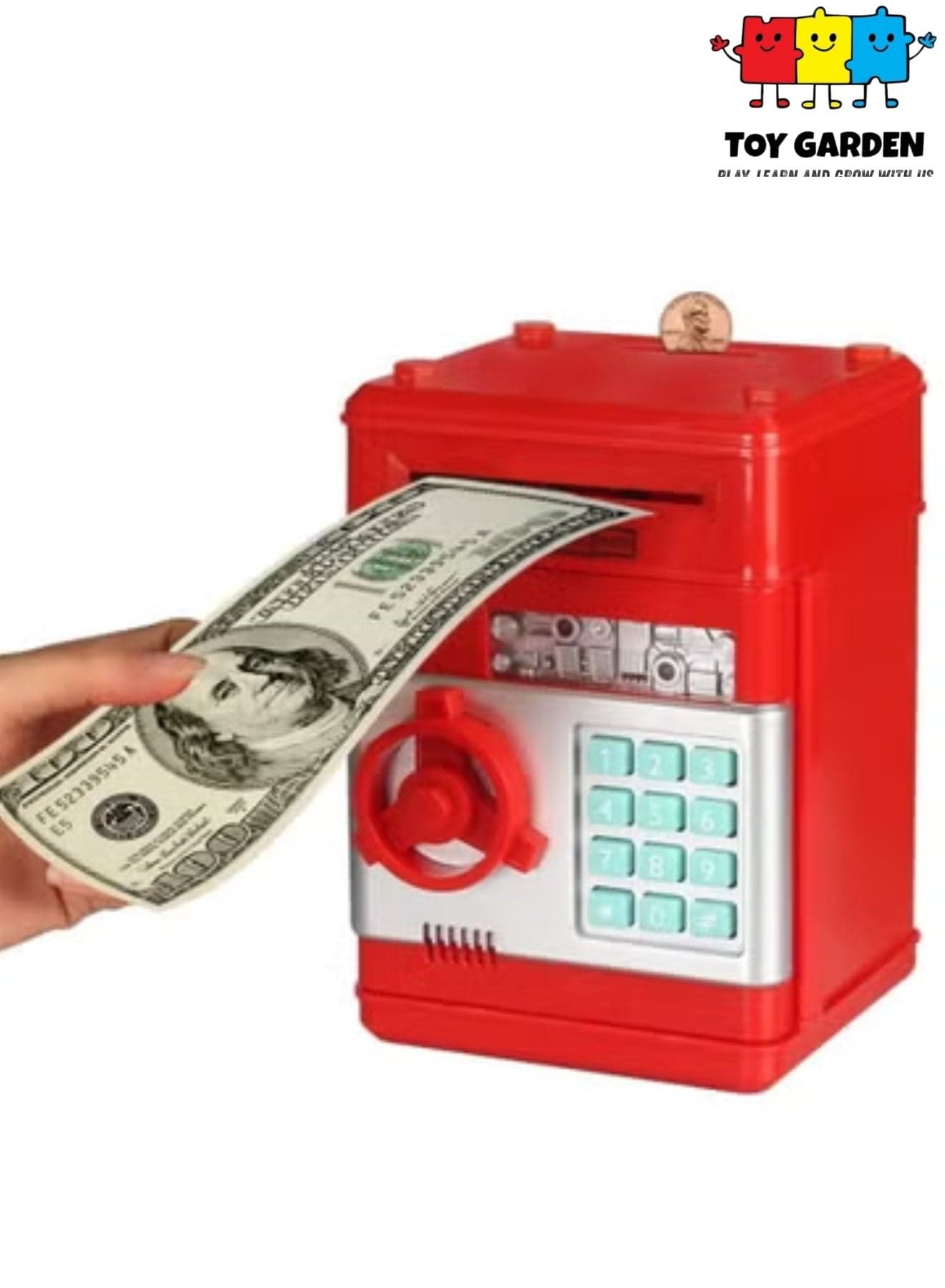Electronic Piggy Banks for Kids, Money Box with Password/Music Cute Mini ATM Piggy Bank Coin Can,Auto Scroll cash Safe Box, Great and Practical Birthday Gifts for Boys & Girls (Red)
