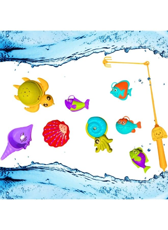 Magnetic Fishing Game Set of 9 PCS with 1 Magnet and Hook Rod 8 Large Colorful Floating Fish Educational Summer Pool Outdoor Fun Toys for Boys Girls Birthday Gift Indoor Outdoor Party Favors Baby Toys for 1 2 3 4 5 Year Old Sensory Nursery Preschool Playschool Sand Bucket Water Toys Bath Toys for Baby Toddler Kids Party Favors Goody Bag Stuffer