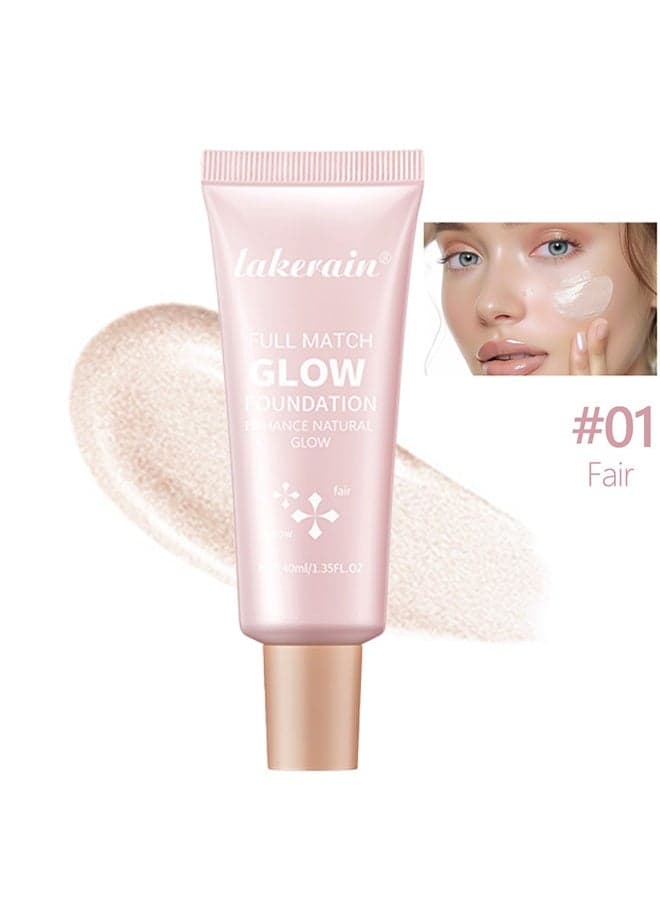 Full Match Glow Foundation, Enhance Foundation Natural Glow, Professional Coverage for a Flawless Look ,#01 Fair (40ml )