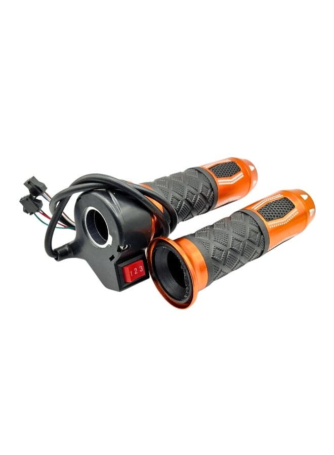 Electric Bike Scooter Throttle with 3 Speed Gear Switch Twist Grip Set 2 Connector Universal for Delivery E Bikes Scooters E Cycle Black Orange