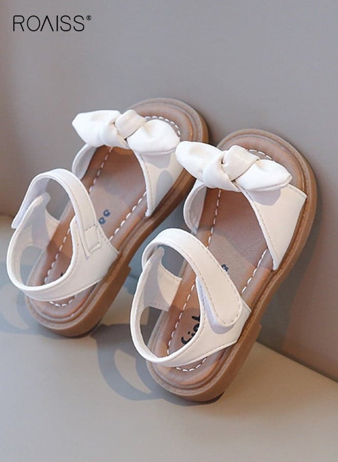 Girls Stylish Sandals with Bowknot, Open Toe Flat Sandals, Casual Summer Shoes with Stable Slip-resistant Soles, Suitable for Weddings, Daily Wearing or Other Occasions