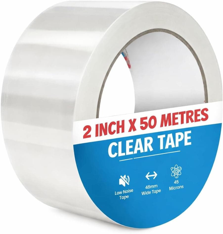 2 Inch x 50 Metres Clear Packing Tape - Strong Adhesive for Shipping and Moving