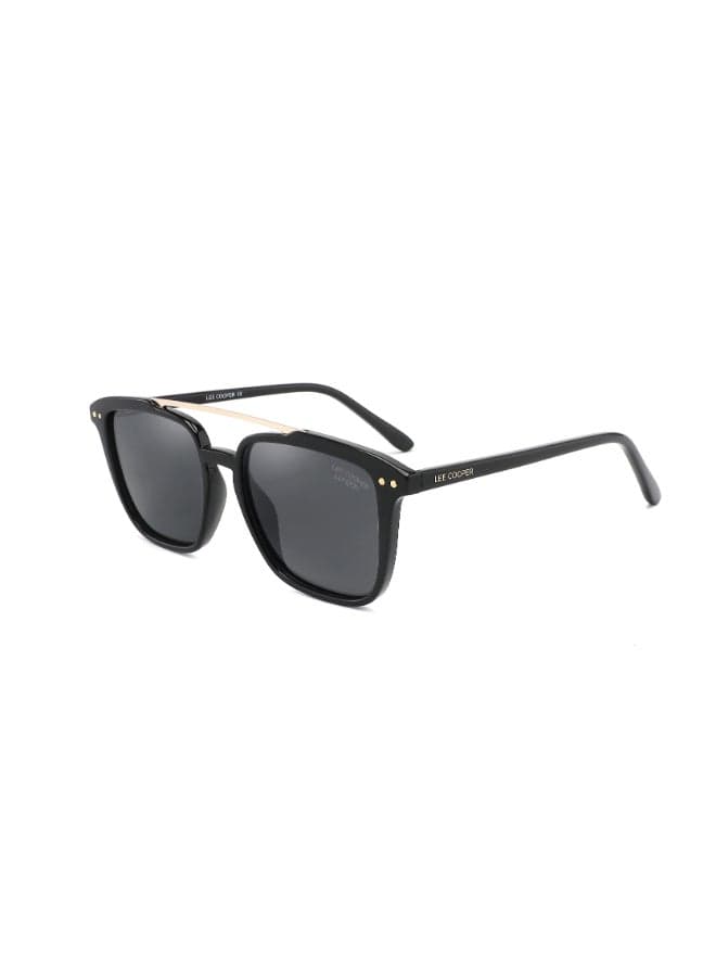 Unisex Polarized Sunglasses Shiny Black Frame Single Black Mirror Lens 51mm - LC1019C01
