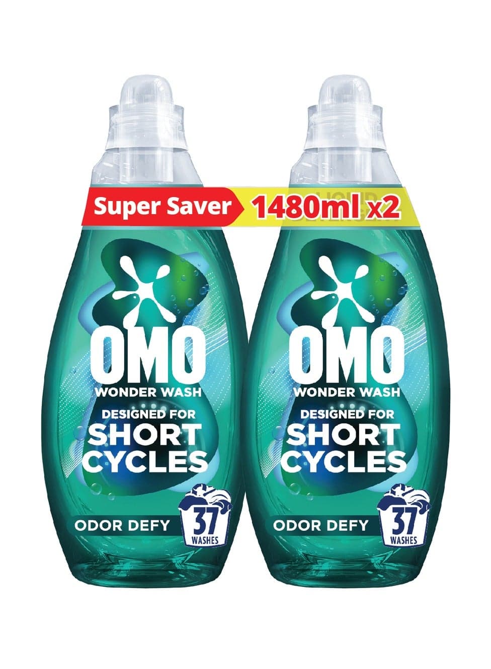 Wonder Wash Liquid Laundry Detergent Odor Defy 2 x 1480ml