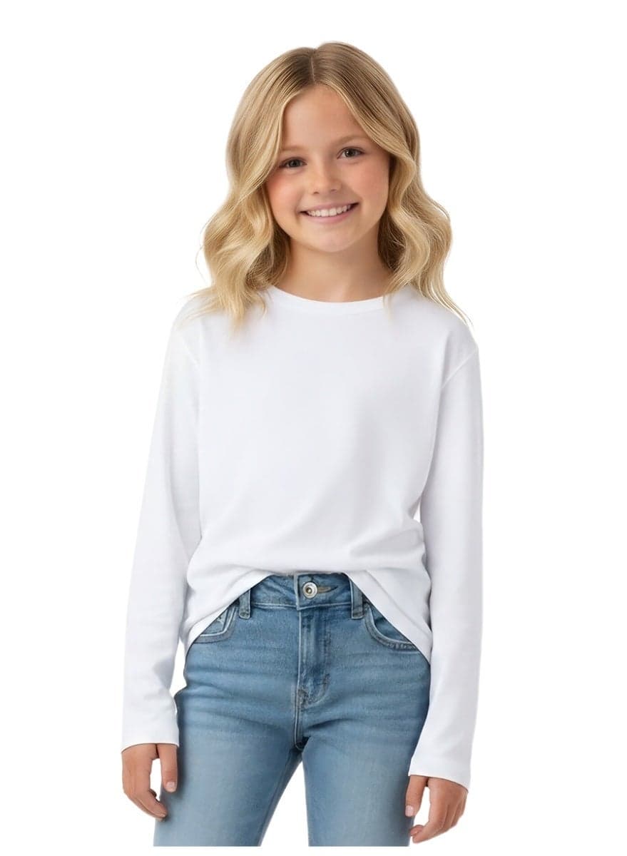 Kids Long Sleeve T-Shirt with 100% Combed Cotton| Ultra Soft & Breathable | Everyday Tee for Boys and Girls 2-16Y