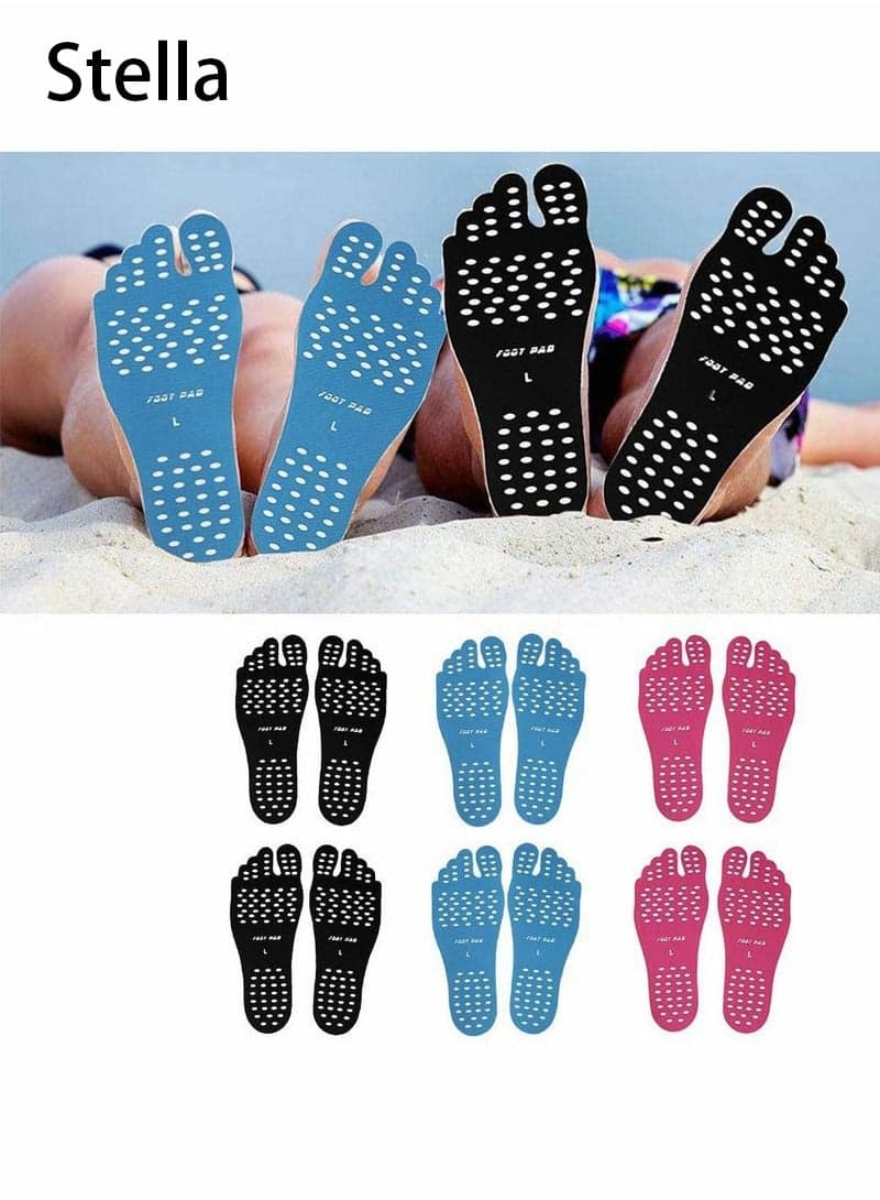 Beach Foot Pads Barefoot Adhesive Invisible Shoes Stick on Foot Pad Stickers Stick on Soles Anti-Slip Waterproof Silicone Unisex Footing Pad for Surfing Yoga Swimming 6 Pack