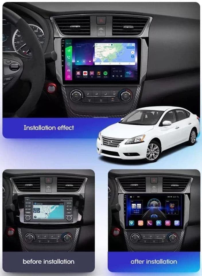 Android Car Stereo for Nissan Sentra 2012-2019 | 10" QLED Touchscreen | 2GB RAM + 32GB ROM | Supports Apple CarPlay & Android Auto | AHD Rear Camera Included