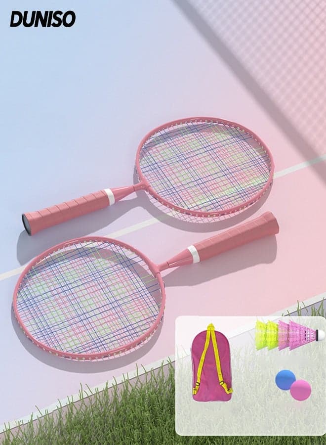 Badminton Racket for Children with Anti-Slip Grip,Nylon Alloy Durable Shuttlecocks Racquet ,Including 4 badminton , 2 Bouncy ball and Bag