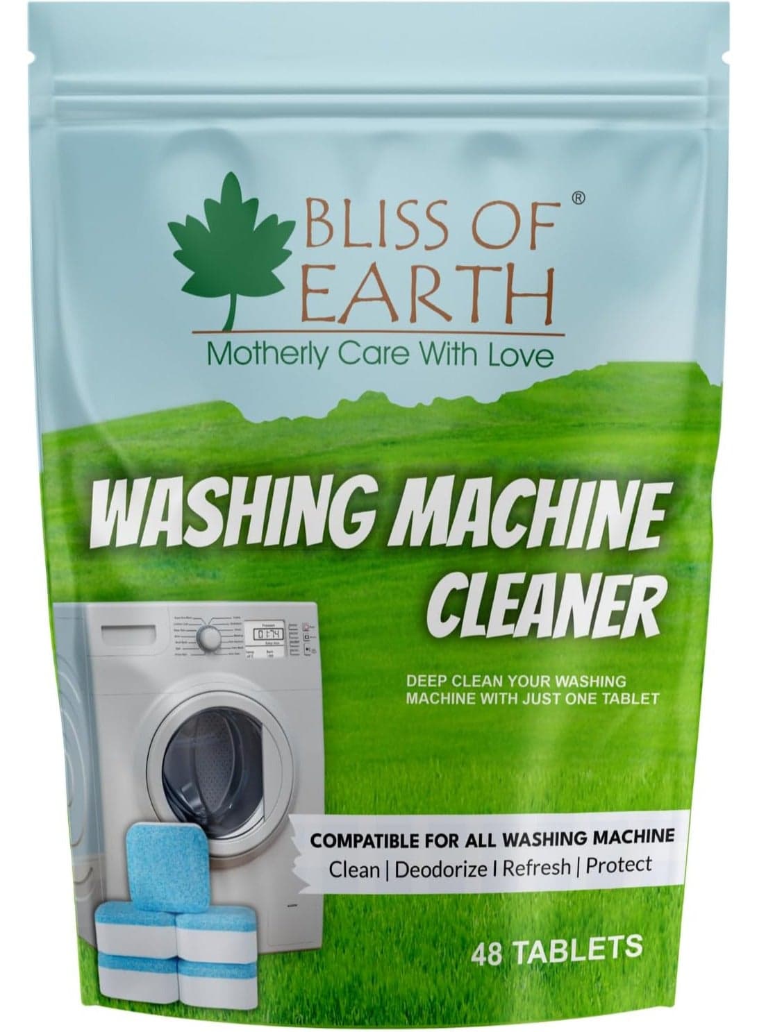 Washing Machine Cleaning Tablets 48 Count Powerful Descaling and Deodorizing Tablets for Front Load and Top Load Washers Deep Cleaning Tablets to Clean Inside Drum & Laundry Tub Seal