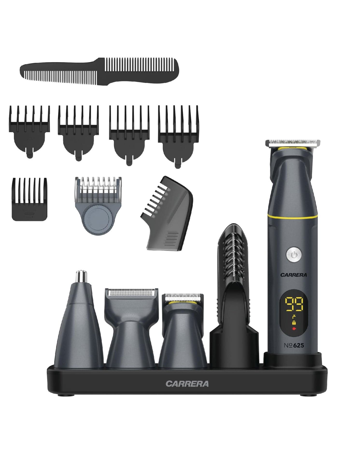 CRR625 All-in-1 Beard & Hair Trimmer for Men, Stainless Steel Blade, Cordless & IPX6 Waterproof, USB Charging, LED Display, 5-Min Boost, Multiple Attachments, Grooming Kit, 2 Years Warranty