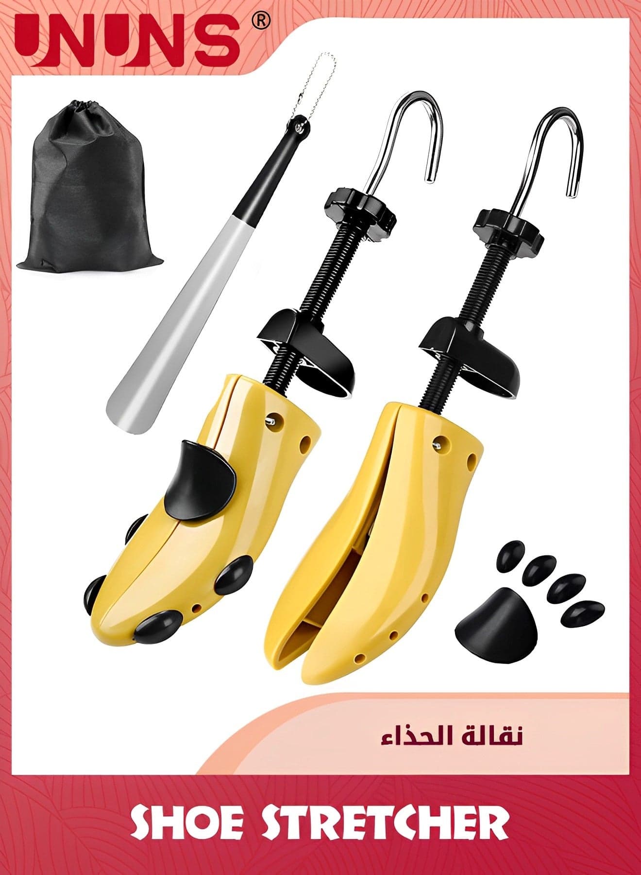Shoe Stretcher,1 Pair Adjustable Boot Widener With Shoe Horn And Storage Bag,Boot Stretchers For Thick Feet For Men And Women,Yellow
