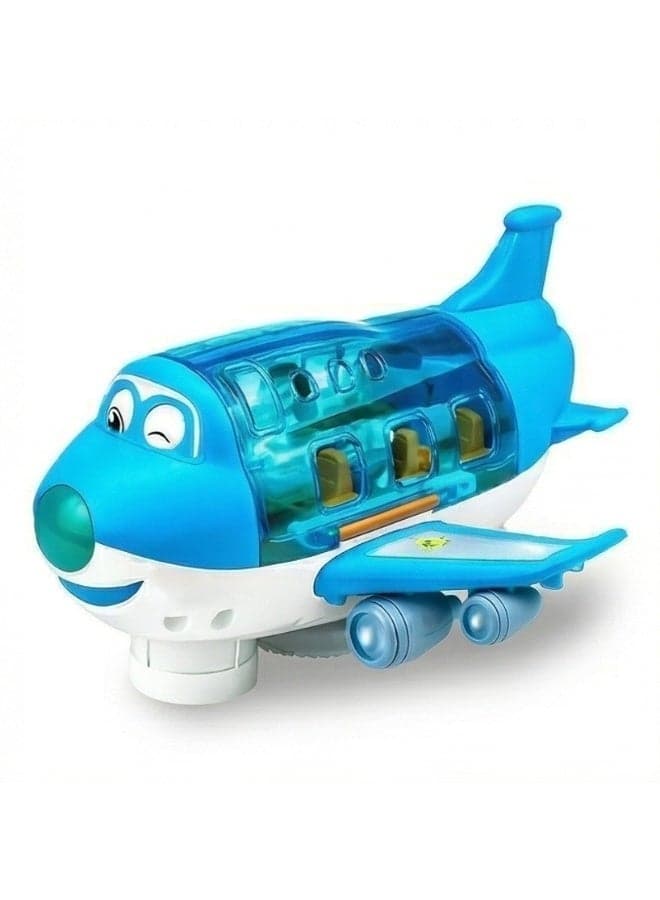 Electric Toy Airliner Plane Rotating Airplane Vehicles with Light and Music Airline Toy Vehicle Gift for Kids Boys Girls 3 4 5 6 Year Old and Up, Blue