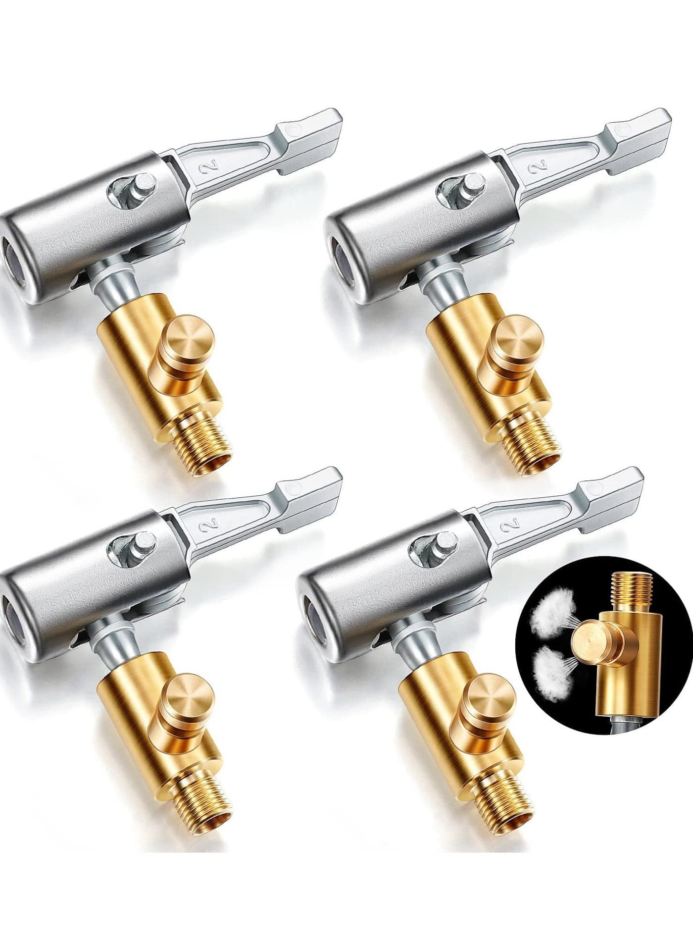 4 Pcs Tire Air Chuck Inflation Hose Adapter Air Chuck Lock, Hose Repair End with Barb Connector to Connect Portable Tire Inflation Head for Car Bike Pump Hose Repair
