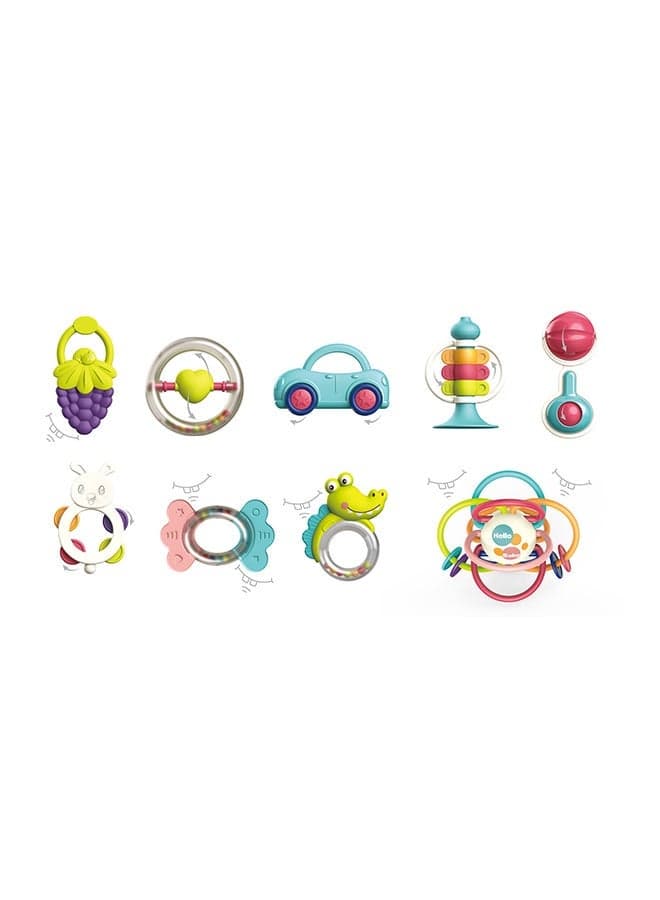 9-Piece Baby Rattle & Teether Set With Manhattan Ball – Soft Bpa-Free Teething Toys For Newborns | Sensory Development Rattles For Infants 0–12 Months In Carry Case