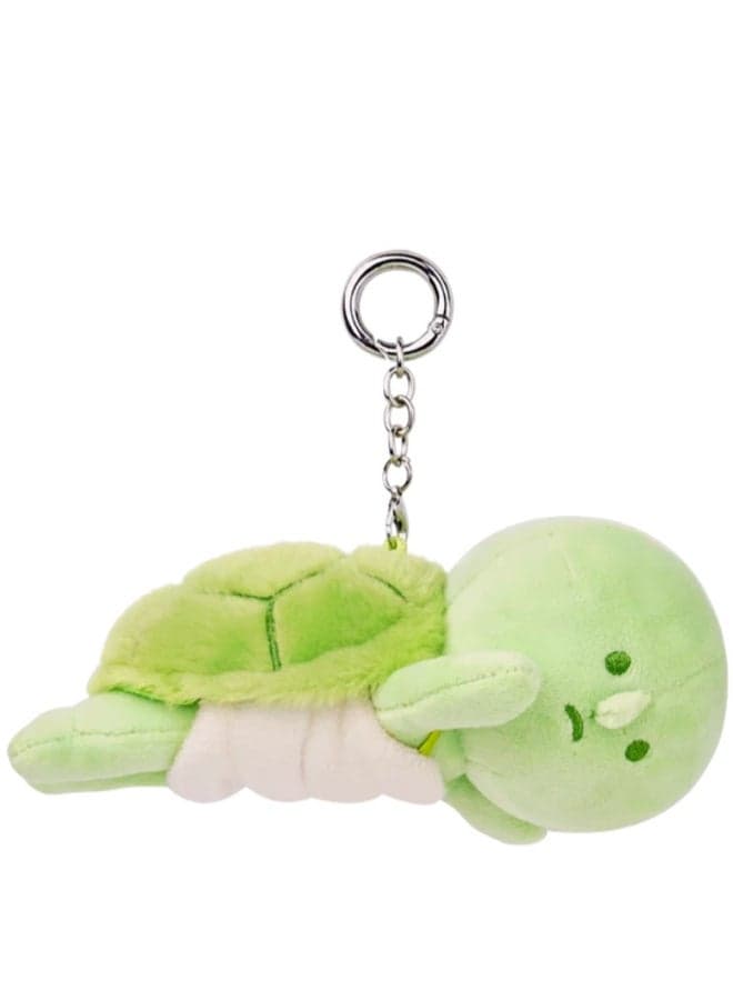 Smiski Plush Turtle Keychain - Cute Green Minimalist Character Soft Stuffed Animal Bag Charm Pendant