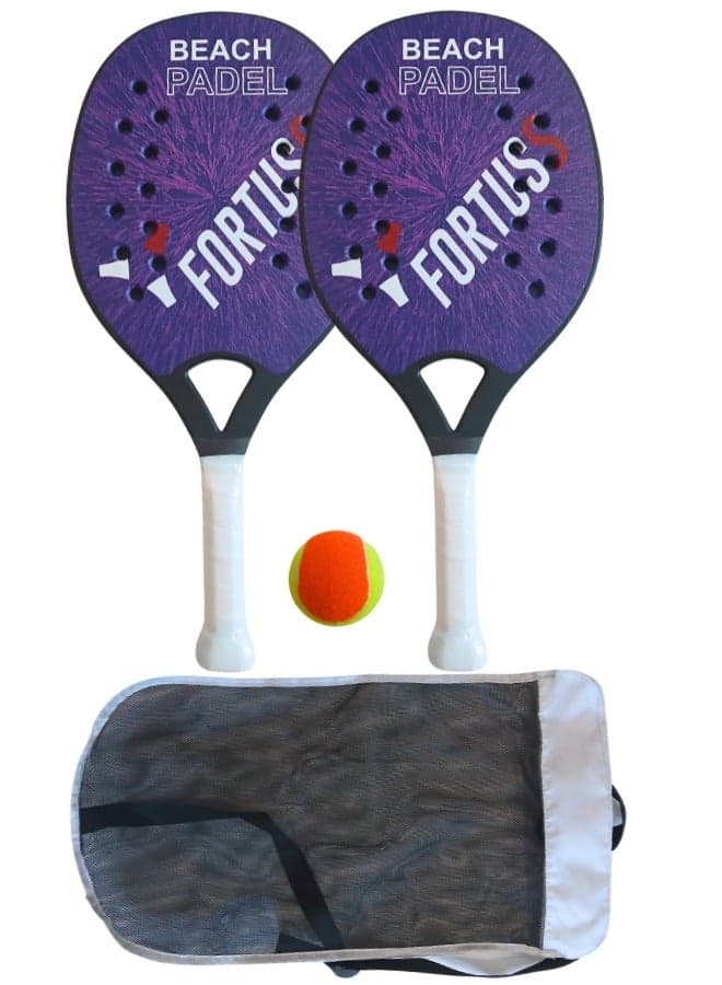 Beach Tennis Set – 2 Lightweight Pp Paddles, Beach Tennis Rackets/Racquets, 1 Tennis Ball & Carry Bag – Portable Beach Game (Purple)