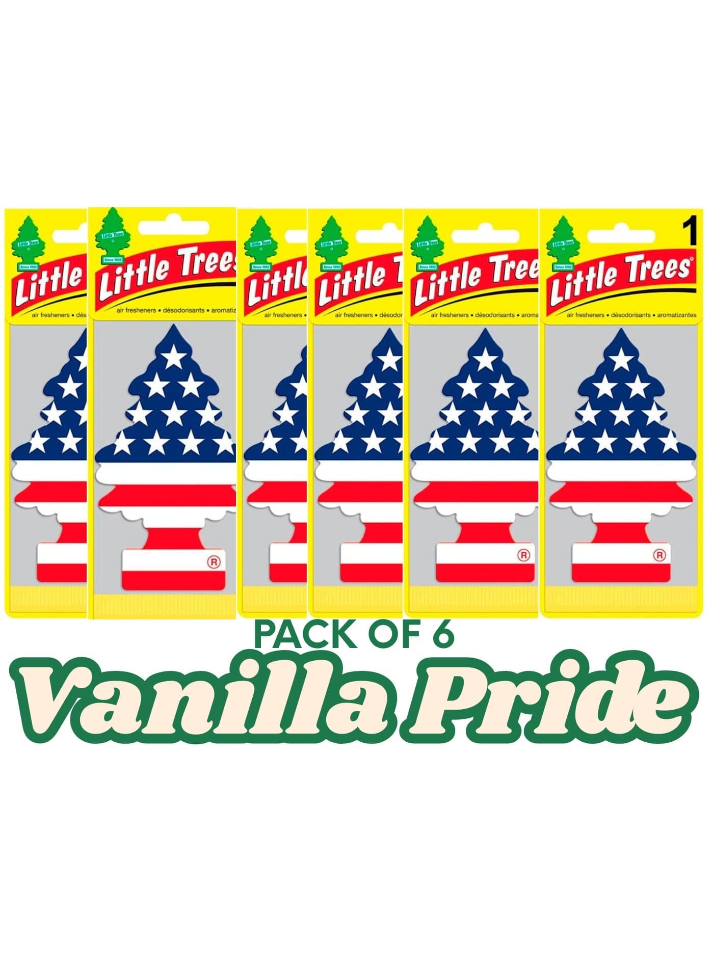 Little Trees Car Freshner Card Vanilla Pride Pack of 6