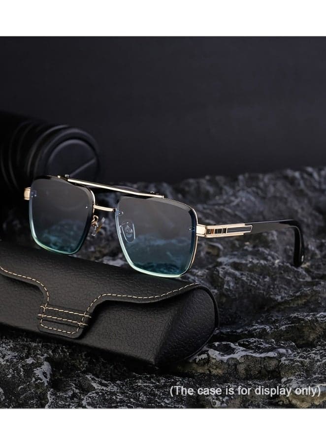 Men's Full Rim Square Sunglasses Metal Temples UV400 Protection for Driving & Outdoor