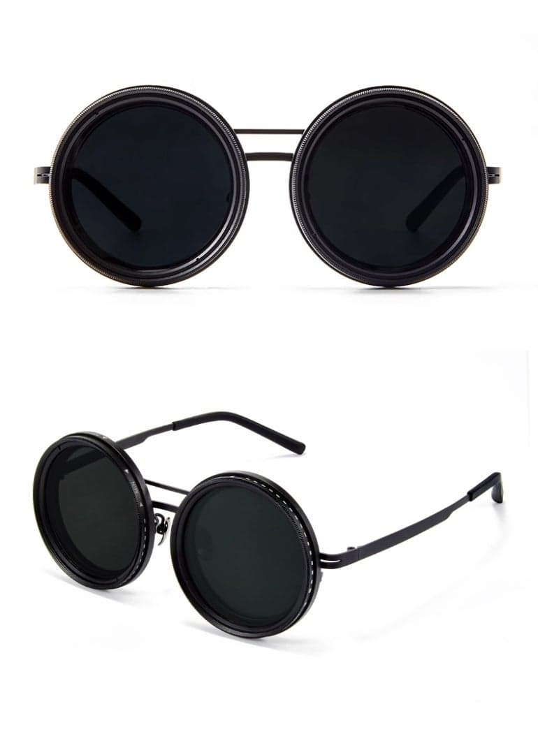 Adjustable 9-Stage ND2–400 Polarized Glass Lens Fishing Sunglasses, UV Protection Anti-Glare, Steampunk Retro Design for Outdoor Light Control