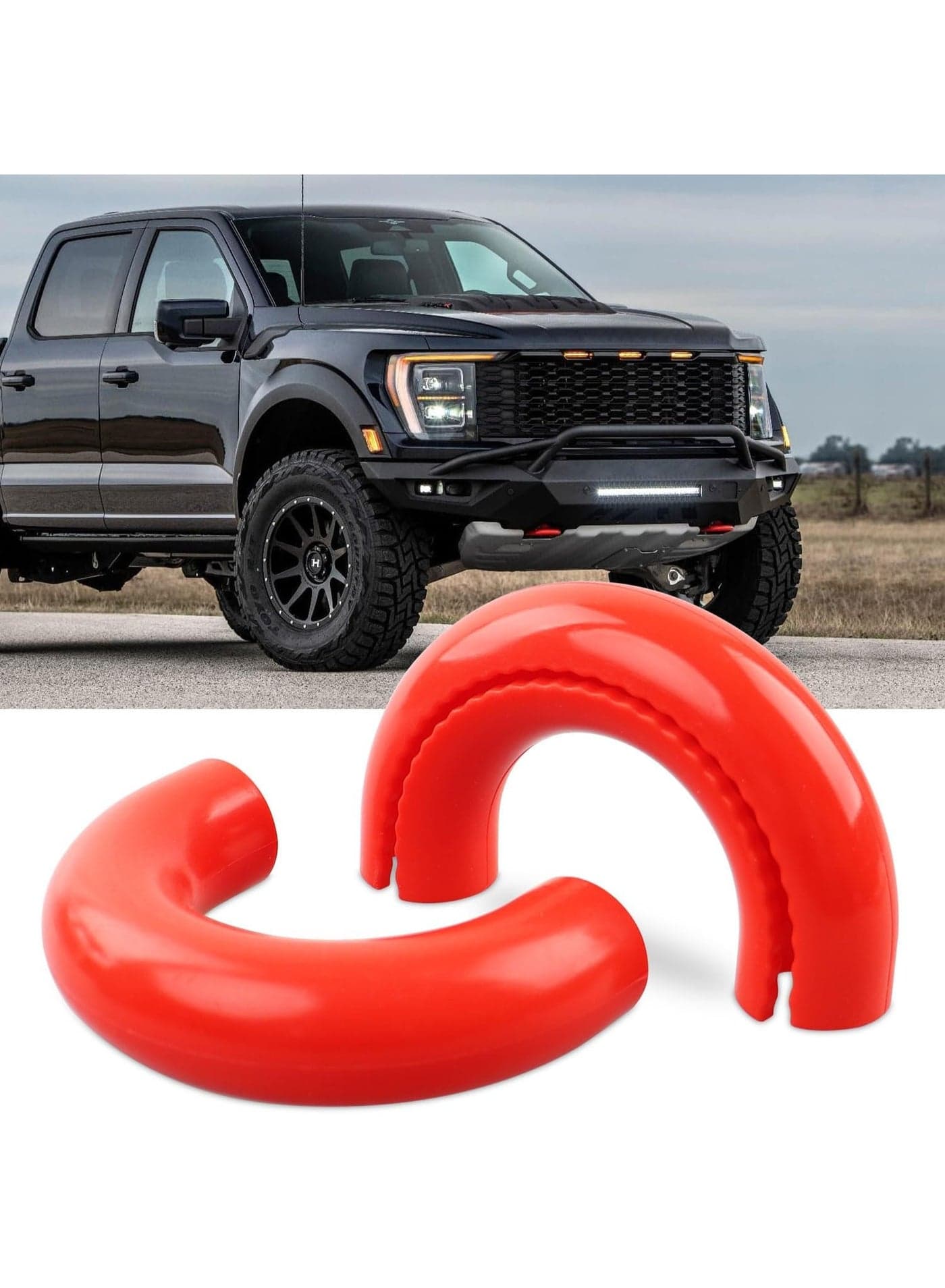2PCS Tow Hook Covers for Ford F150 2004-2024, Compatible with Toyota Tundra 2017-2021, Car Accessories for Front Bumper Tow Hook Rubber Sleeve (Red)