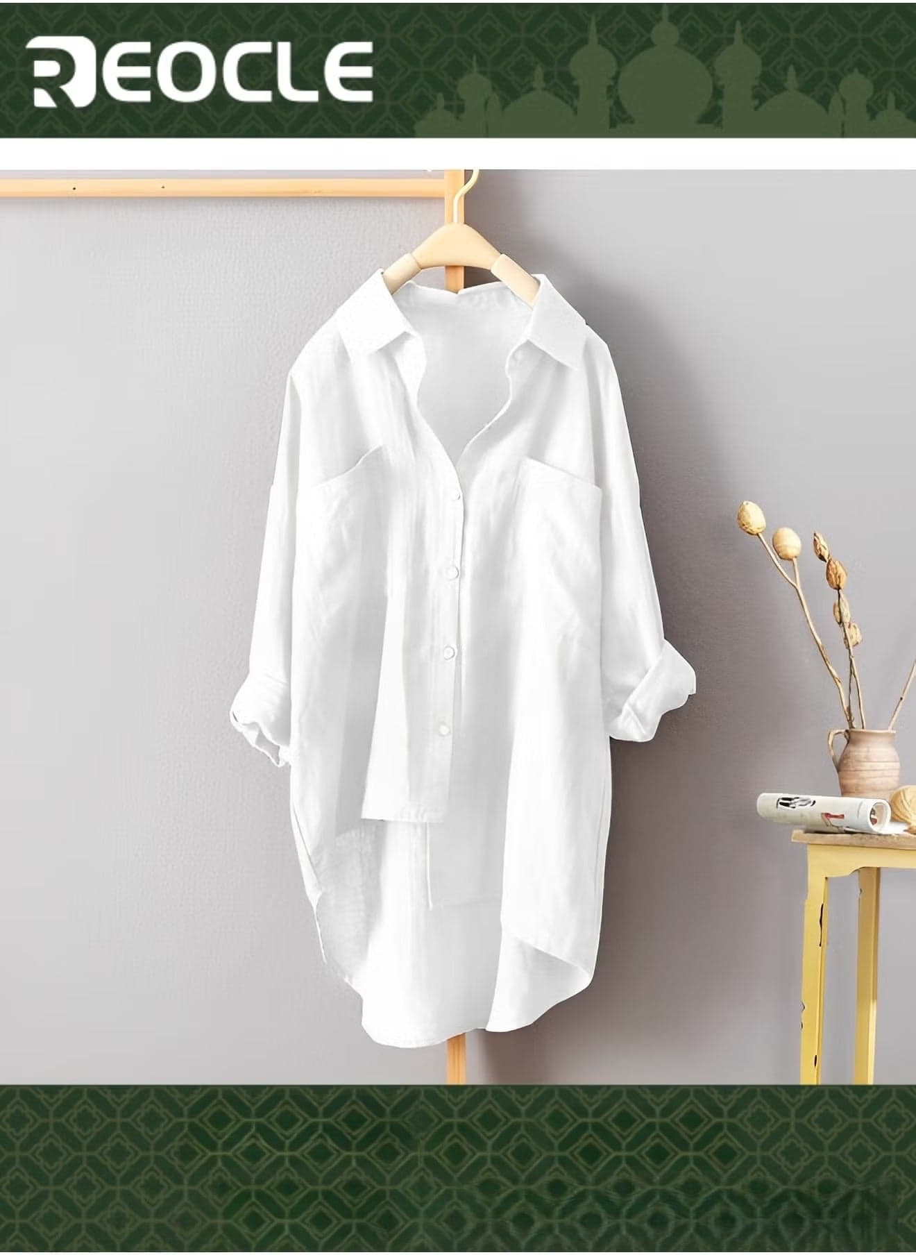 Casual Style Solid Color Shirt Autumn Versatile New Women's Double Pocket Long-sleeved Top