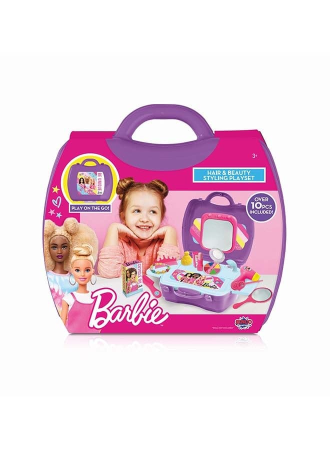Hair & Beauty Station playset - 6-pack or 10-piece set with hair and beauty-related accessories