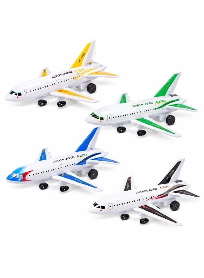 Pack of 4 Die Cast Airplane Toy Set for Kids, Mini Metal Aircraft Model Planes with Wheels, Toy Airplanes for Boys Girls, Pull Back Plane Toys, Kids Aviation Play Set, Party Favors, Gifts for Toddlers and Children