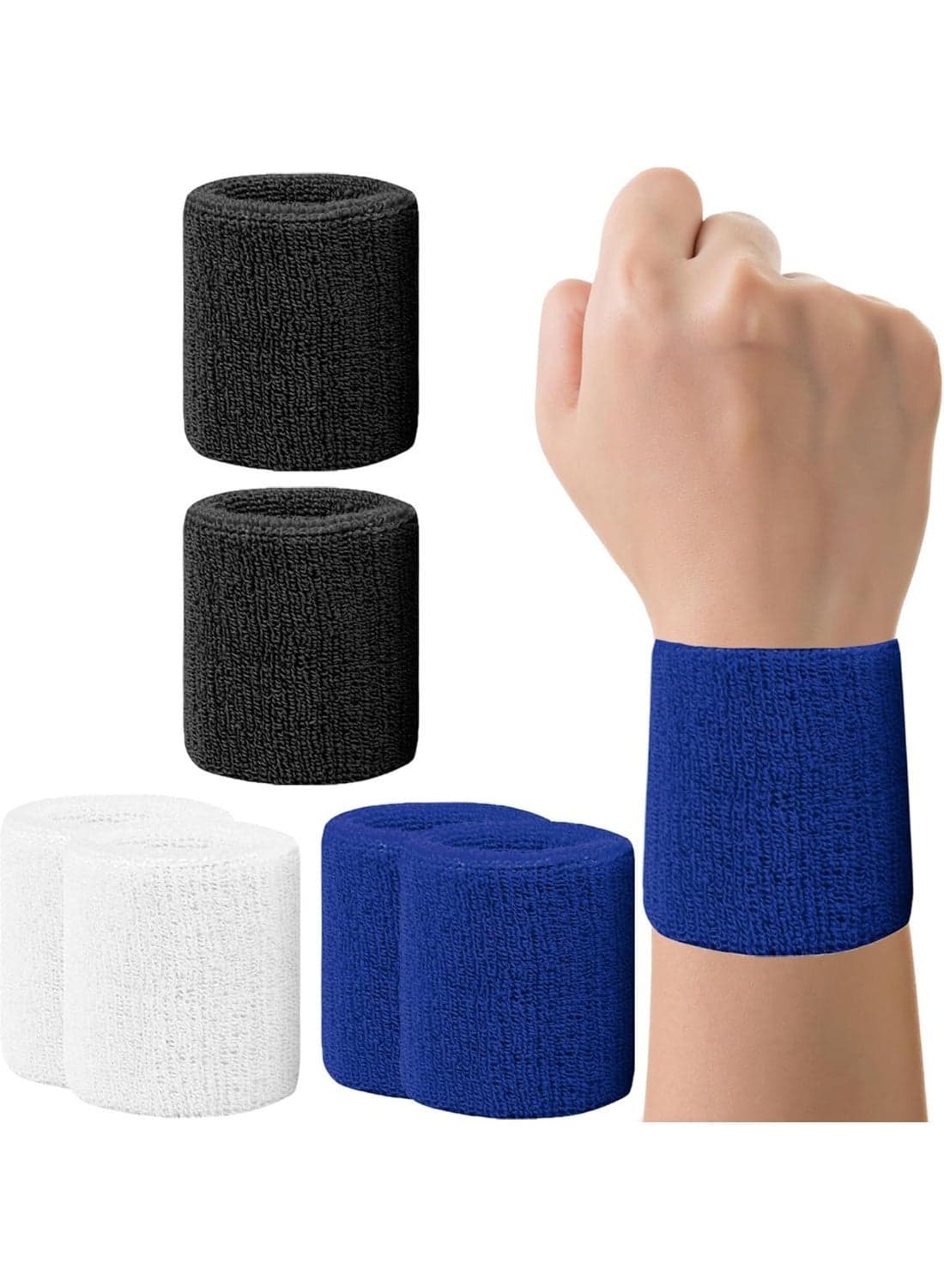 3 Pairs Wrist Sweatbands for Men and Women, Absorbent Breathable Cotton Sports Bands for Tennis, Basketball, Running, Football, Gym, Athletic Workout