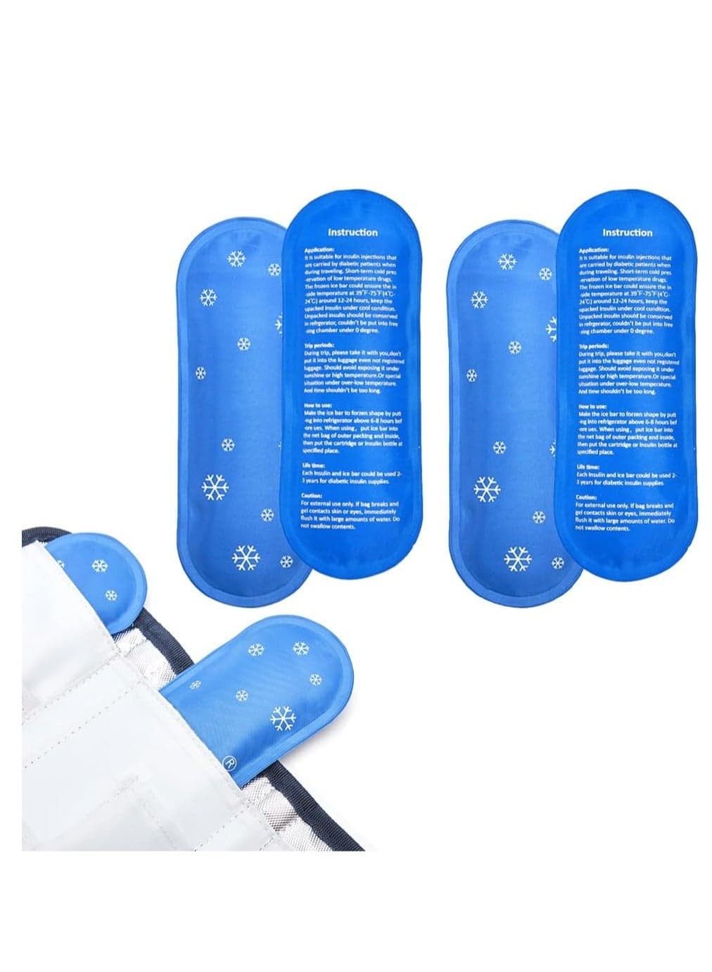 4 Pcs Insulin Ice Pack Ice Packs for Insulin Cooler Travel Case Reusable Care Ice Bag