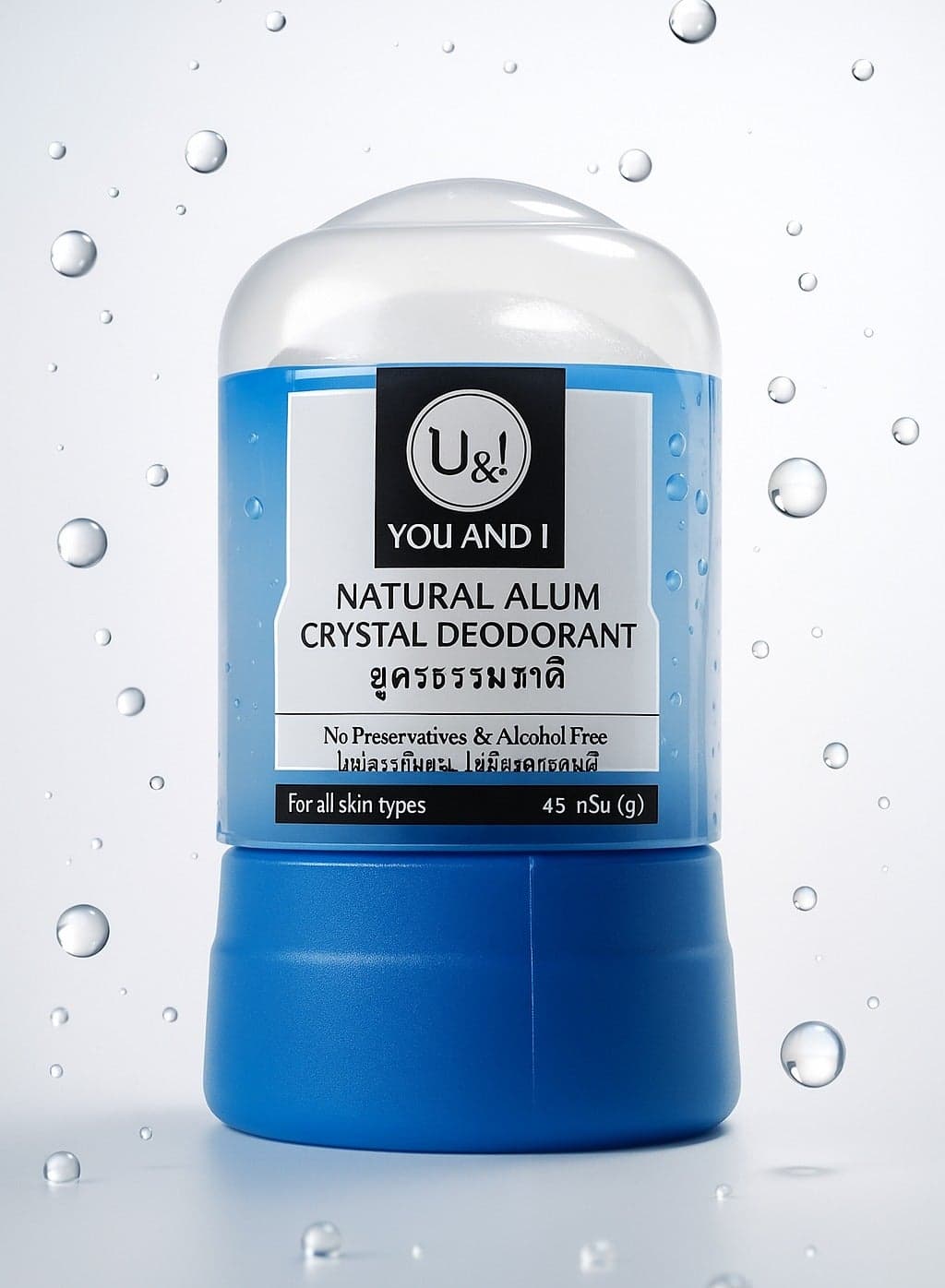 Natural Alum Crystal Deodorant – Long-Lasting Odor Protection, Chemical-Free & Fragrance-Free Deodorant Stick – 45g