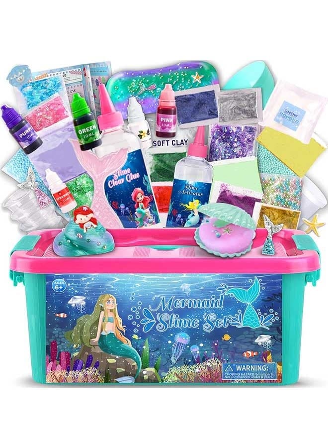 Slime Kit for Kids Ages 6+, DIY Mermaid Making Kit, Fun Slime Gift, Mermaid Slime Maker Set, Birthday Gifts & Toys for Girls