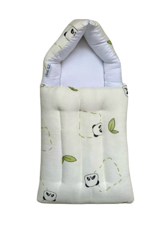 Little Bee 3 in 1 Baby bed, Sleeping Bed and Carry Nest, Portable bassinet Muslin Cotton New Born Bedding Panda Print White (0-6 Months) (Light Weight),1 pack .