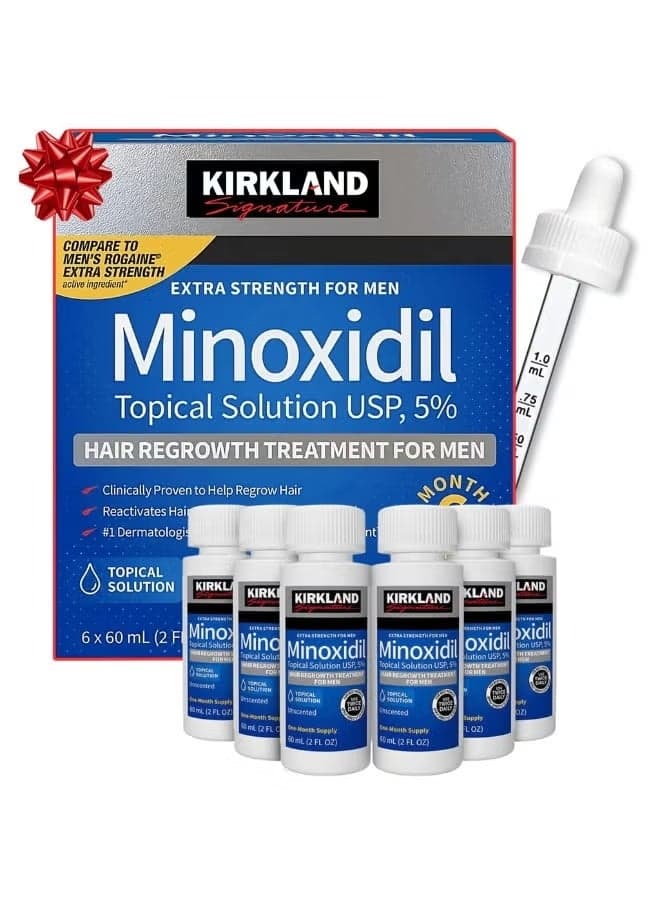 6 Bottles of 60ml Ultra - Strong 5% Minoxidil Hair Regrowth Treatment Set: Hassle - Free Hair Growth