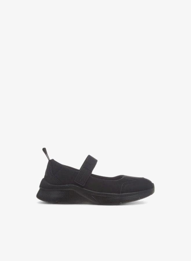 Girls' Pull Tab Detail School Shoes with Hook and Loop Closure