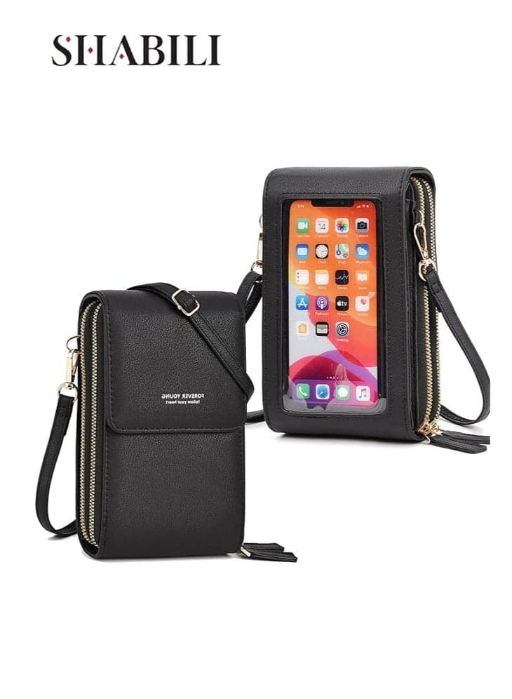 Women's Small PU Leather Crossbody Bag, Ladies Touch Screen Mobile Phone Bag Dhoulder Bag Sling Bag Side Bag Carry Bag, Key/Cash/Passport/Storage Wallet Card Holder Coin Purse for Girls/College Students