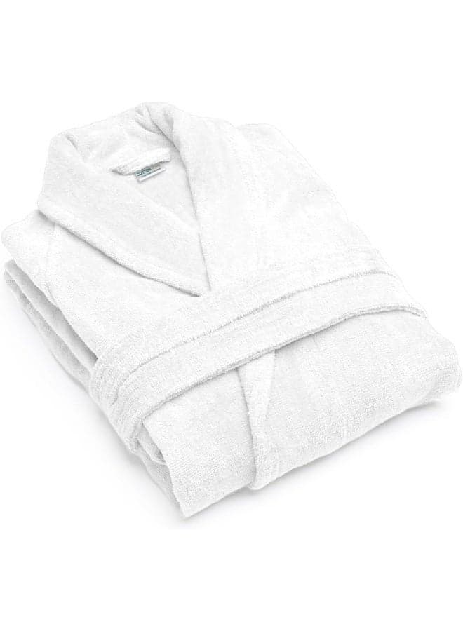 REST Terry Bathrobe With Pockets White Hotel Luxury Loungewear Cotton Soft and Absorbent Comfortable After Shower Bathrobe Fade Resistant for Men and Women One Size Fits All 45x30x65cm
