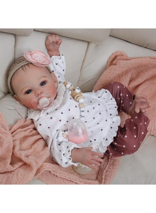Lifelike Reborn Baby Dolls, 18 Inch Vinyl Silicon Realistic Newborn Baby Dolls Girl, Real Life Baby Dolls With Soft Weighted Body, Real Baby, Gift With Accessories For 3+ Years Old Kids