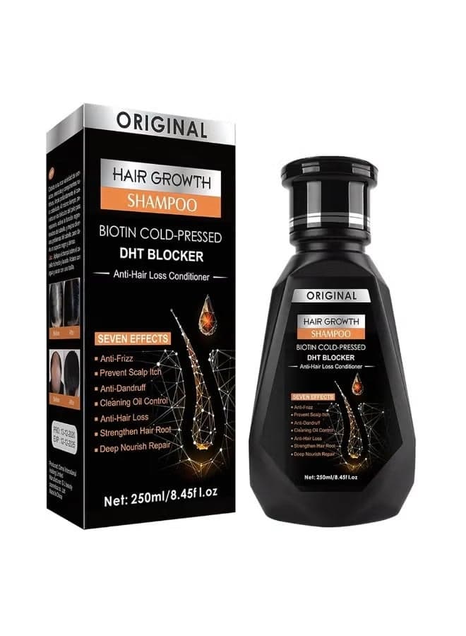Cold-Pressed Biotin Hair Growth Shampoo for Men and Women, Advanced DHT Blocker Formula for Hair Fall Prevention, Scalp Repair, Deep Nourishment, Anti Dandruff Care, and Fuller Thicker Healthier Hair