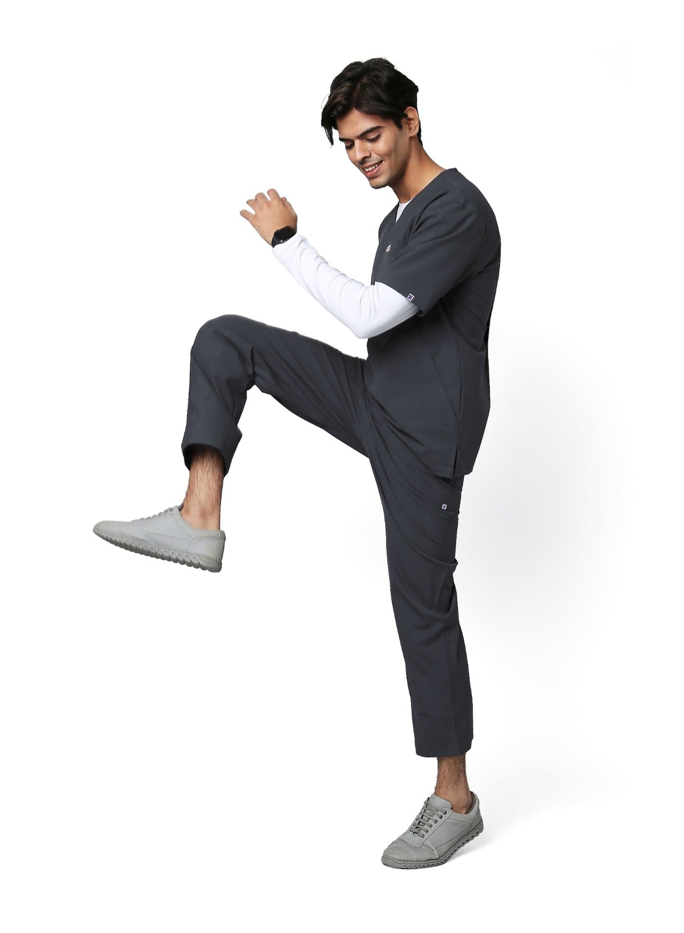 Knya Ecoflex Scrub Suit for Men | 4 Way Stretch Fabric | Anti-wrinkle & Fade proof | V Neck Top & Bottom Set | 5 Pockets | Hospital, Clinic & OT Wear | Medical Uniform | Scrubs for Male Doctors Nurses & Dentists