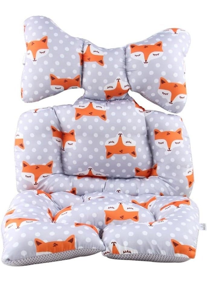 Car Seat Insert, Baby Stroller Liner Head And Body Support Pillow, Pad Carseat Neck Cushion For Toddler, Fox