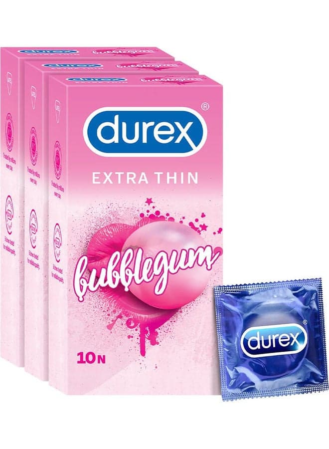 Pack Of 3 Boxes Extra Thin Bubblegum Flavoured Condoms For Men